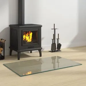 Placă de sticlă pentru șemineu, dreptunghiulară, 80×50 cm