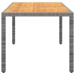 Masă de grădină, gri, 150x90x75 cm, lemn acacia și poliratan