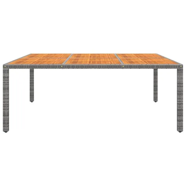 Masă de grădină, gri, 200x150x75cm, lemn de acacia/poliratan