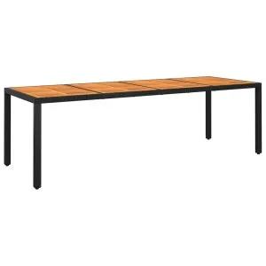 Masă de grădină, negru, 250x100x75cm, lemn de acacia/poliratan