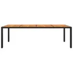 Masă de grădină, negru, 250x100x75cm, lemn de acacia/poliratan