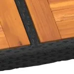 Masă de grădină, negru, 250x100x75cm, lemn de acacia/poliratan