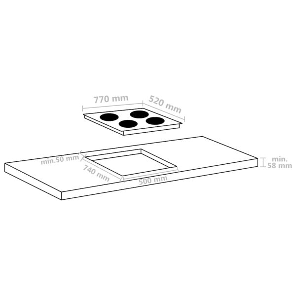Plită inducție 4 arzătoare control tactil, sticlă 77 cm 7000 W