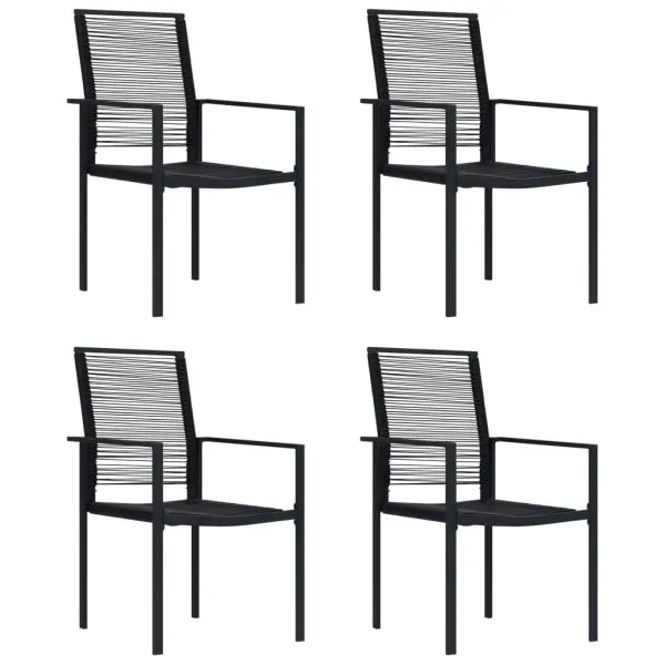 Scaune de grădină, 4 buc., negru, ratan PVC