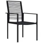 Scaune de grădină, 4 buc., negru, ratan PVC