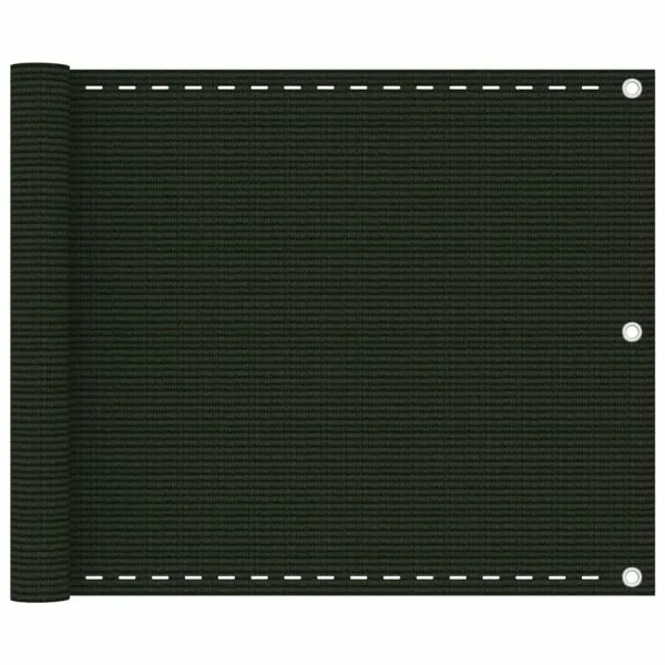 Paravan de balcon, verde închis, 75×500 cm, HDPE
