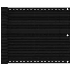 Paravan de balcon, negru, 75×600 cm, HDPE