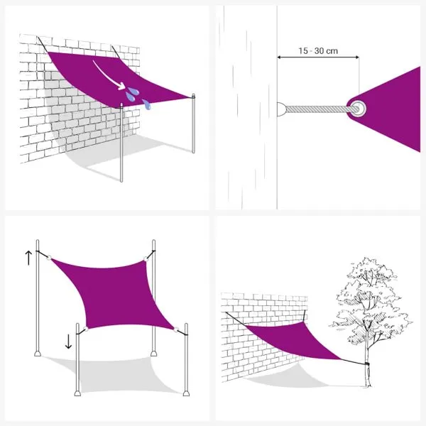 Pânză parasolar, roșu, 2×2 m, HDPE, 160 g/m²