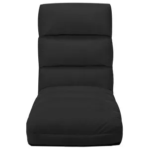 Scaun de podea pliabil, negru, piele ecologică