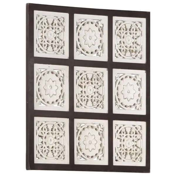 Panouri perete sculptate manual, maro și alb, 60x60x1,5 cm, MDF
