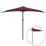 Umbrelă de balcon, tijă aluminiu bordo 300x155x223cm semirotund