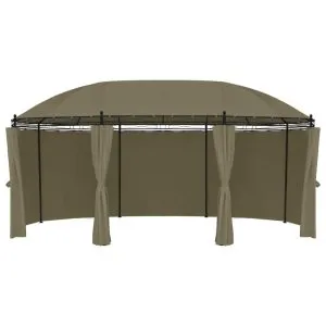 Pavilion cu perdele, gri taupe, 520x349x255 cm, 180 g/m²