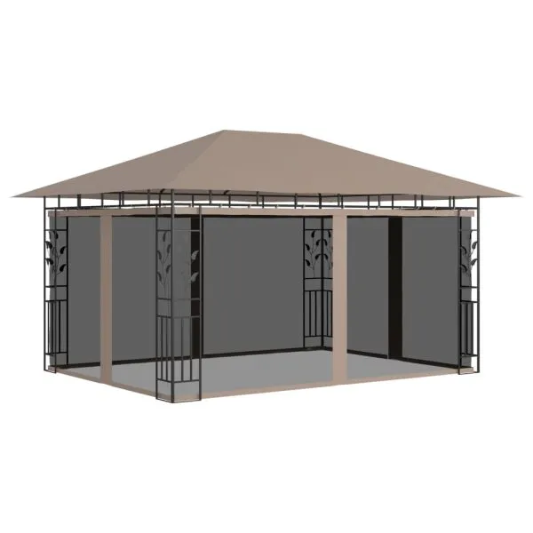 Pavilion cu plasă anti-țânțari, gri taupe, 4x3x2,73 m, 180 g/m²