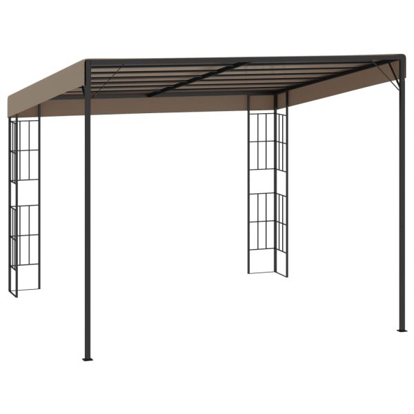 Pavilion montat pe perete, gri taupe, 3 x 3 m, material textil