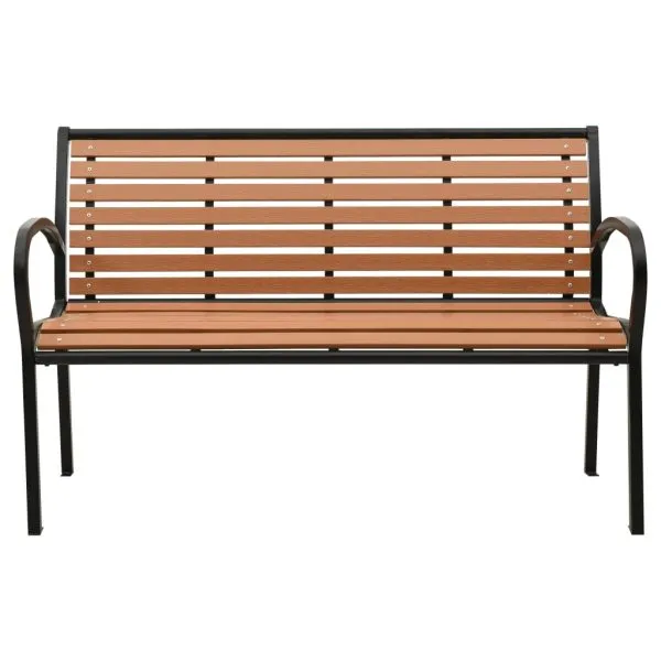 Bancă de grădină, negru și maro, 125 cm, oțel și WPC