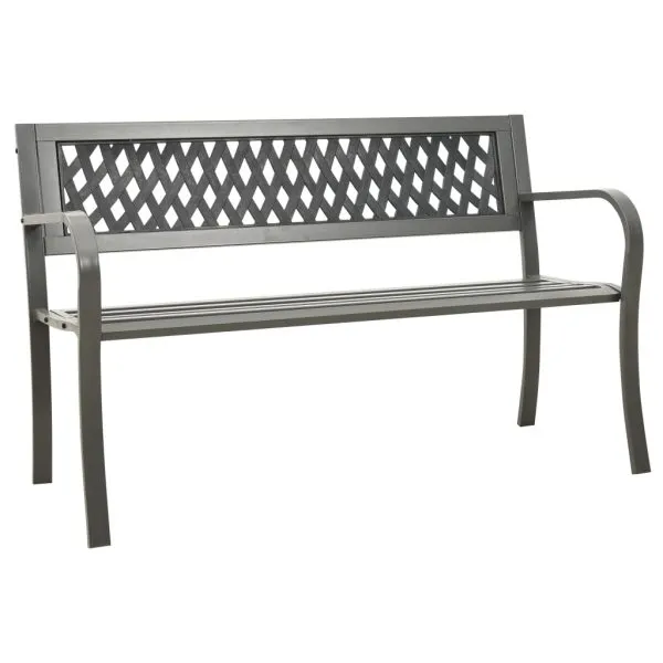 Bancă de grădină, gri, 125 cm, oțel