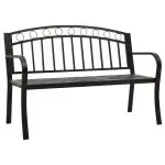 Bancă de grădină cu masă, negru, 125 cm, oțel