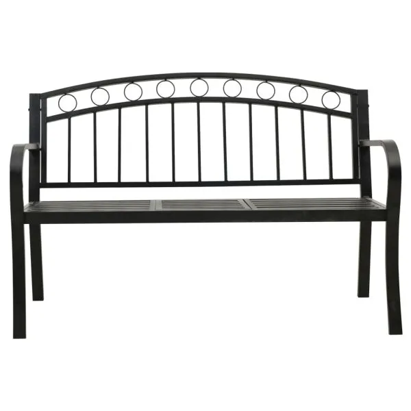 Bancă de grădină cu masă, negru, 125 cm, oțel