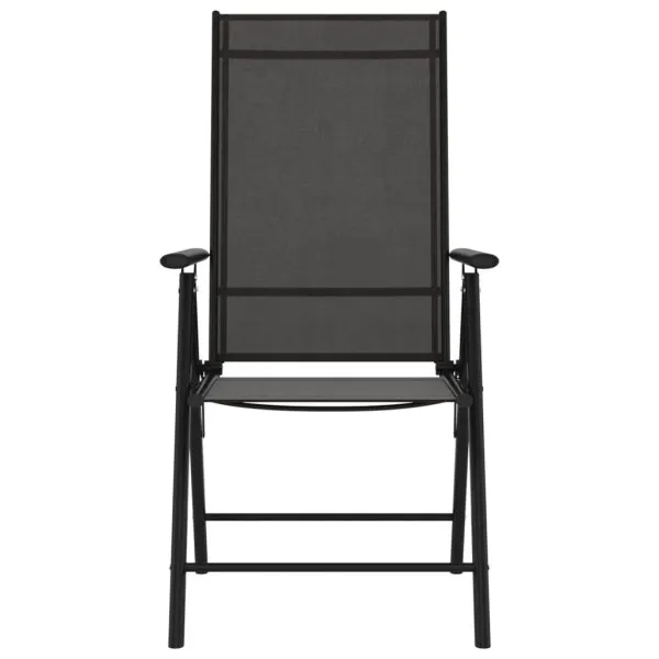 Scaune de grădină pliante, 6 buc., negru, textilenă