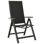 Scaune de grădină pliante, 2 buc., negru, textilenă&aluminiu