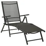 Set mobilier de grădină, 3 piese, negru, textilenă și aluminiu