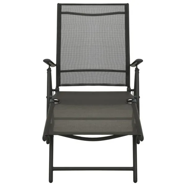 Set mobilier de grădină, 3 piese, negru, textilenă și aluminiu