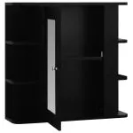 Dulap de baie cu oglindă, negru, 66x17x63 cm, MDF