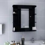 Dulap de baie cu oglindă, negru, 66x17x63 cm, MDF