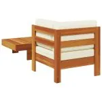 Set mobilier grădină perne alb/crem, 2 piese, lemn masiv acacia