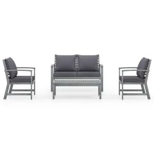 Set mobilier de grădină cu perne, 4 piese, lemn masiv de acacia
