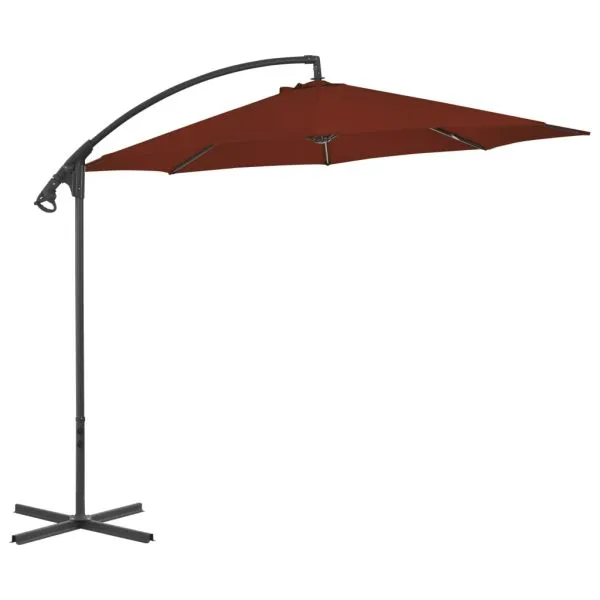 Umbrelă suspendată cu stâlp din oțel, cărămiziu, 300 cm