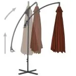 Umbrelă suspendată cu stâlp din oțel, cărămiziu, 300 cm