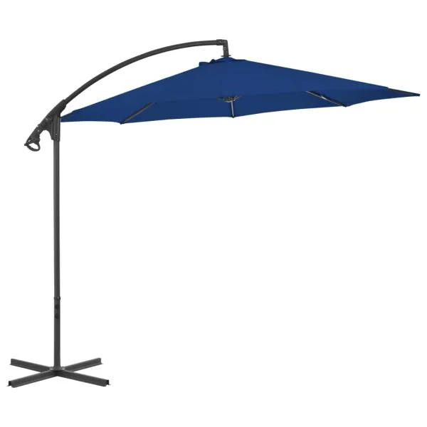 Umbrelă în consolă cu stâlp din oțel, albastru azuriu, 300 cm