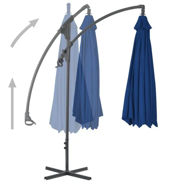 Umbrelă în consolă cu stâlp din oțel, albastru azuriu, 300 cm