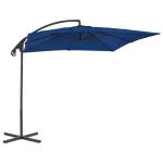 Umbrelă în consolă cu stâlp din oțel, albastru azur, 250×250 cm