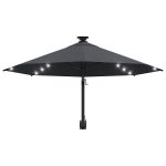 Umbrelă de soare montată pe perete cu LED-uri, antracit, 300 cm