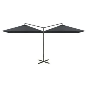 Umbrelă de soare dublă cu stâlp din oțel, antracit, 600×300 cm