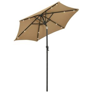 Umbrelă de soare cu lumini LED, taupe, 200×211 cm, aluminiu