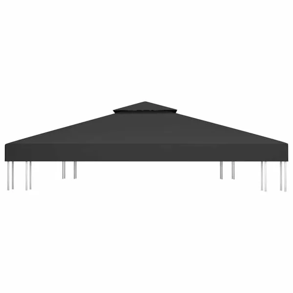 Acoperiș de pavilion cu 2 niveluri, negru, 4×3 m, 310 g/m²