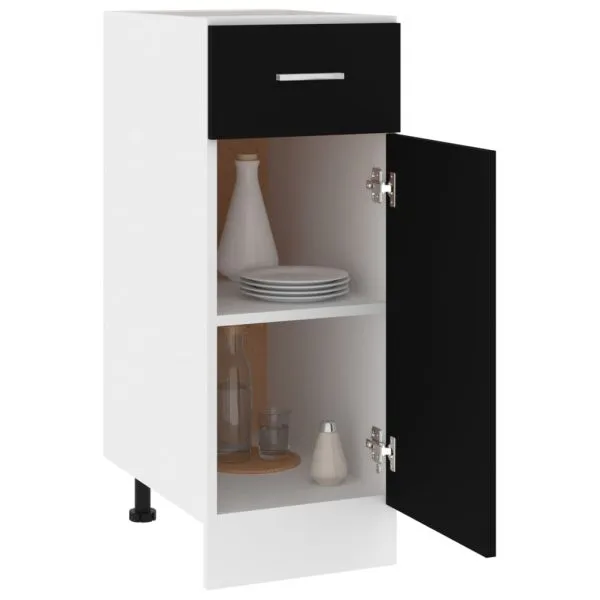 Dulap inferior cu sertar negru 30 x 46 x 81,5 cm lemn compozit