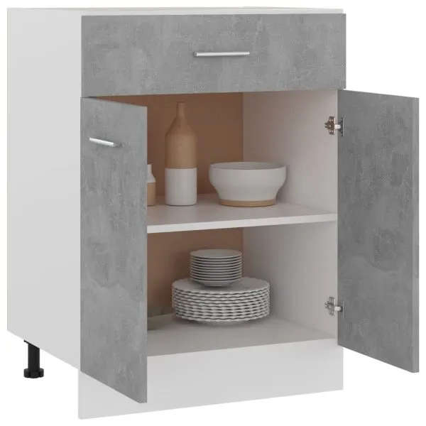 Dulap inferior cu sertar, gri beton 60x46x81,5 cm lemn compozit