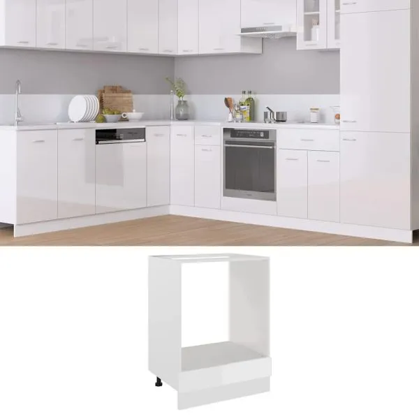 Dulap de cuptor, alb extralucios, 60x46x81,5 cm, lemn prelucrat