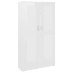 Bibliotecă, alb extralucios, 82,5×30,5×150 cm, lemn prelucrat