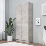 Bibliotecă, gri beton, 82,5 x 30,5 x 185,5 cm, lemn prelucrat