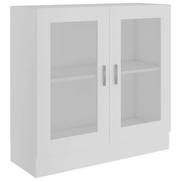 Dulap cu vitrină, alb, 82,5 x 30,5 x 80 cm, lemn prelucrat