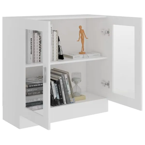 Dulap cu vitrină, alb, 82,5 x 30,5 x 80 cm, lemn prelucrat