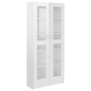 Dulap vitrină alb extralucios 82,5×30,5×185,5 cm lemn prelucrat