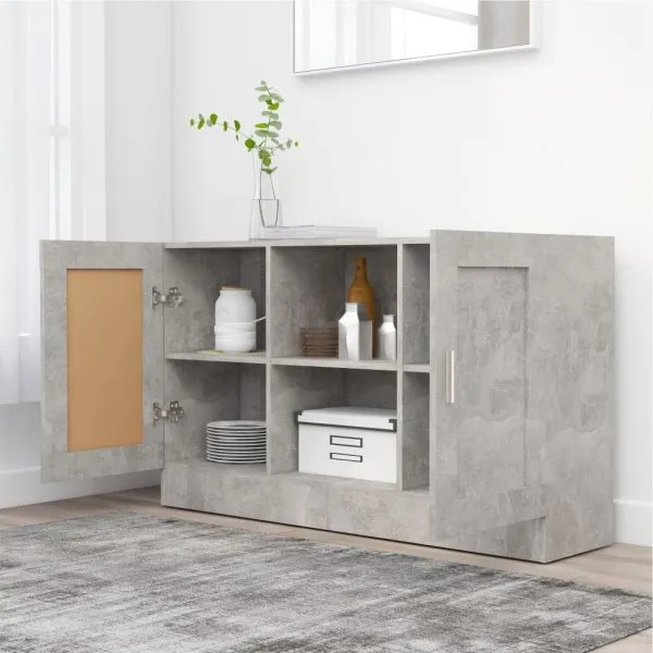 Dulap, gri beton, 120×30,5×70 cm, lemn prelucrat