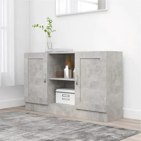 Dulap, gri beton, 120×30,5×70 cm, lemn prelucrat