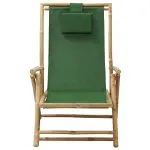 Scaun rabatabil de relaxare, verde, bambus & țesătură